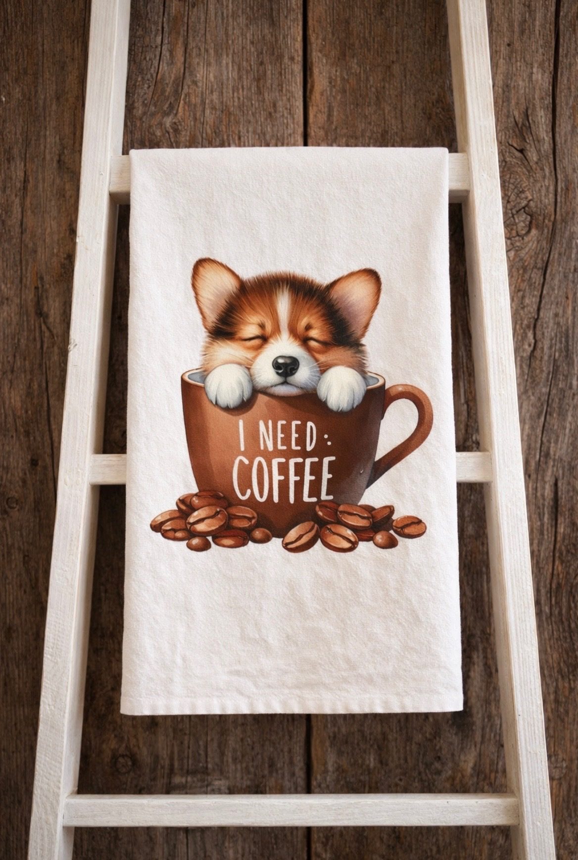 I Need Coffee Puppies 1 Tea/Hand Towel - Image 2