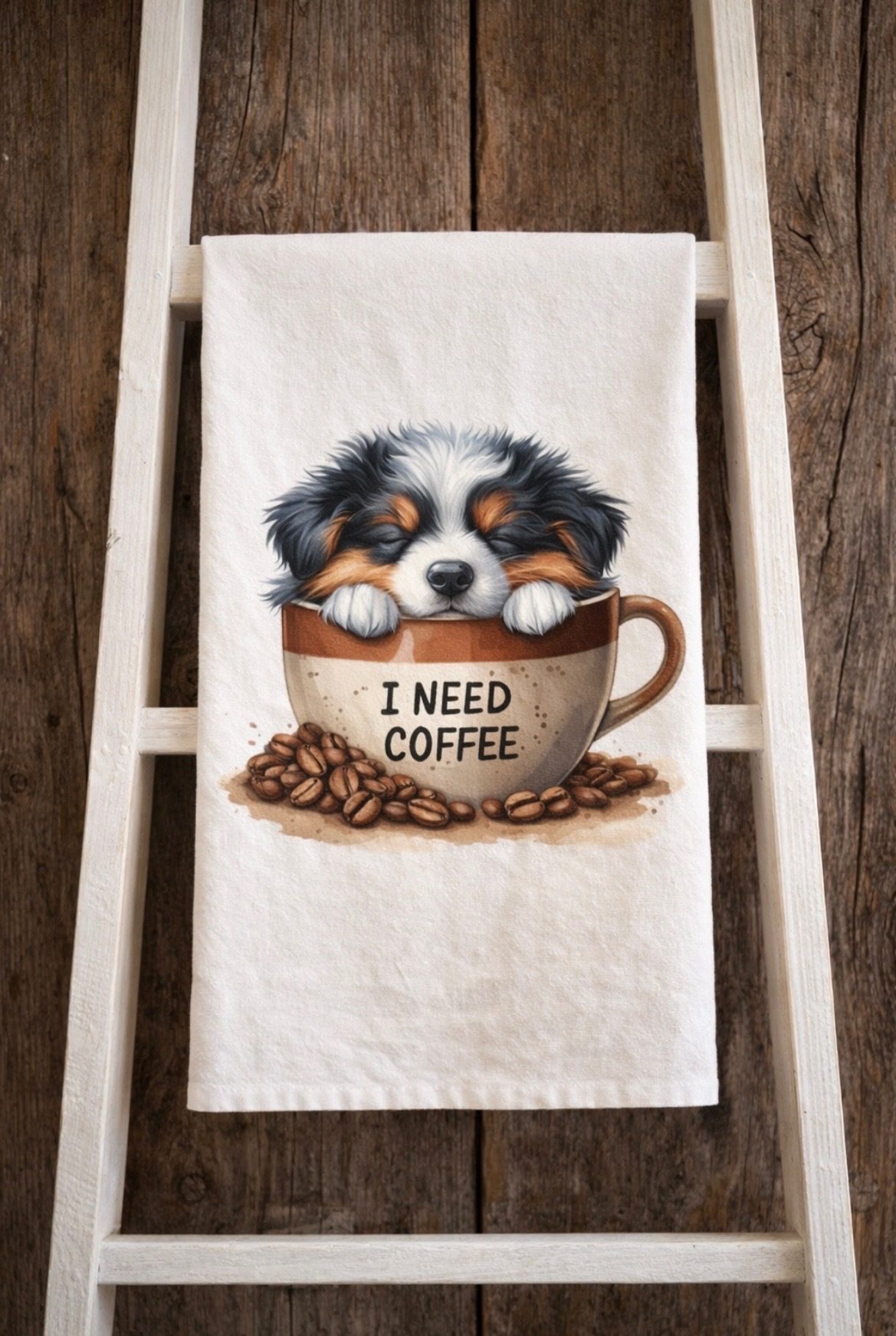 I Need Coffee Puppies 1 Tea/Hand Towel - Image 4