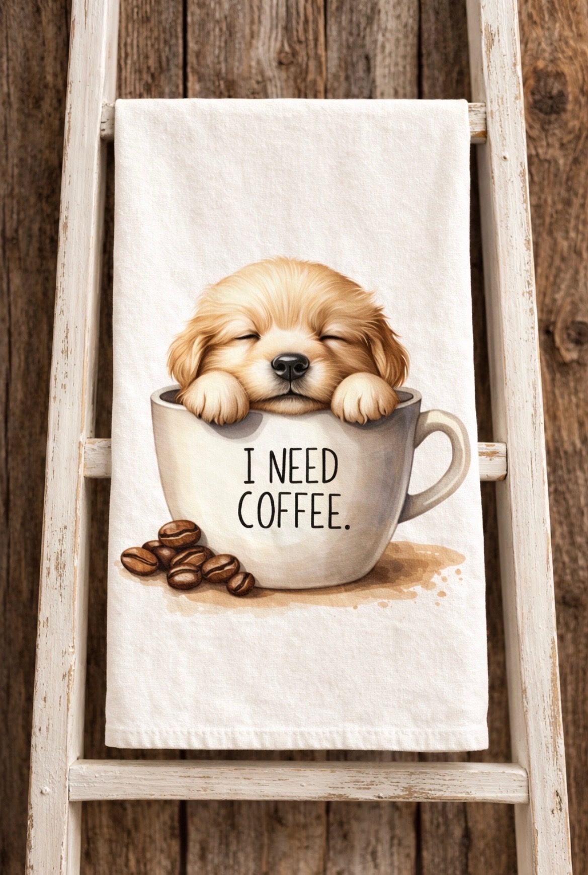 I Need Coffee Puppies 1 Tea/Hand Towel - Image 3