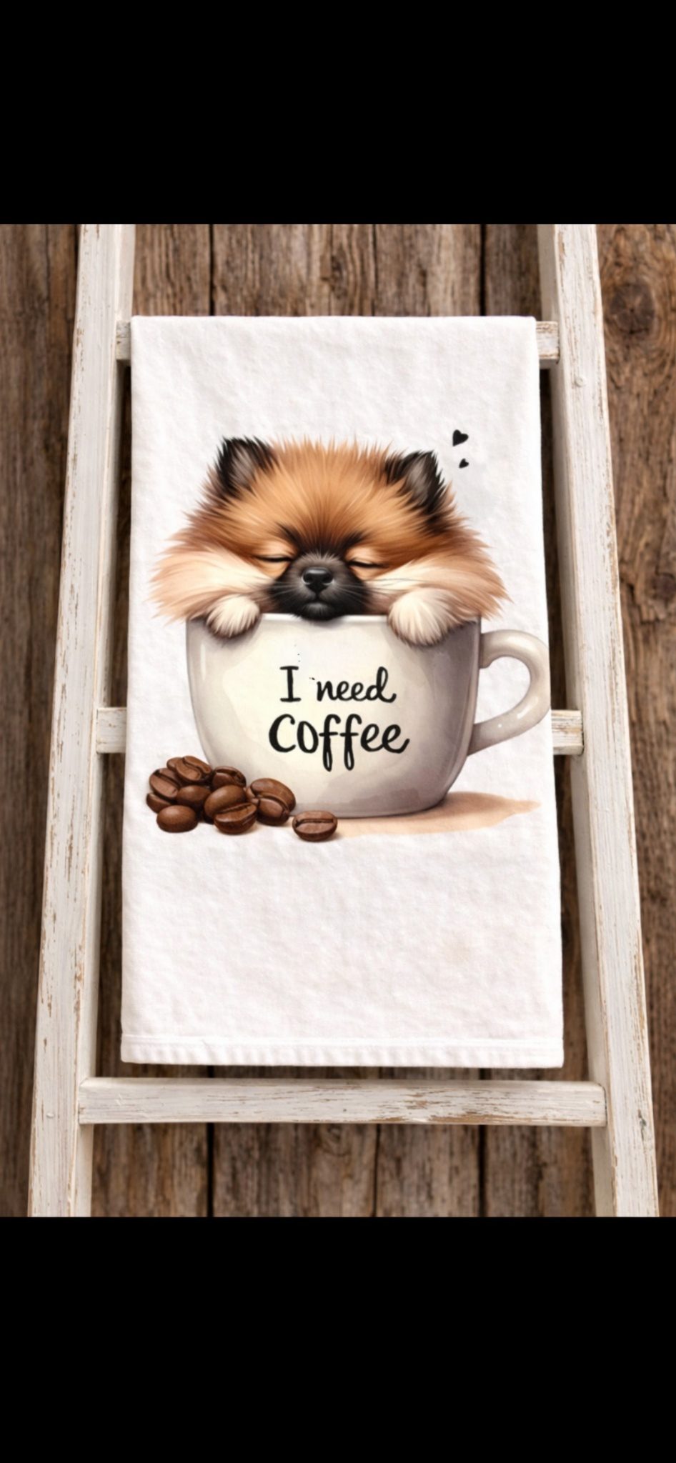 I Need Coffee Puppies 4 Tea/Hand Towels - Image 4