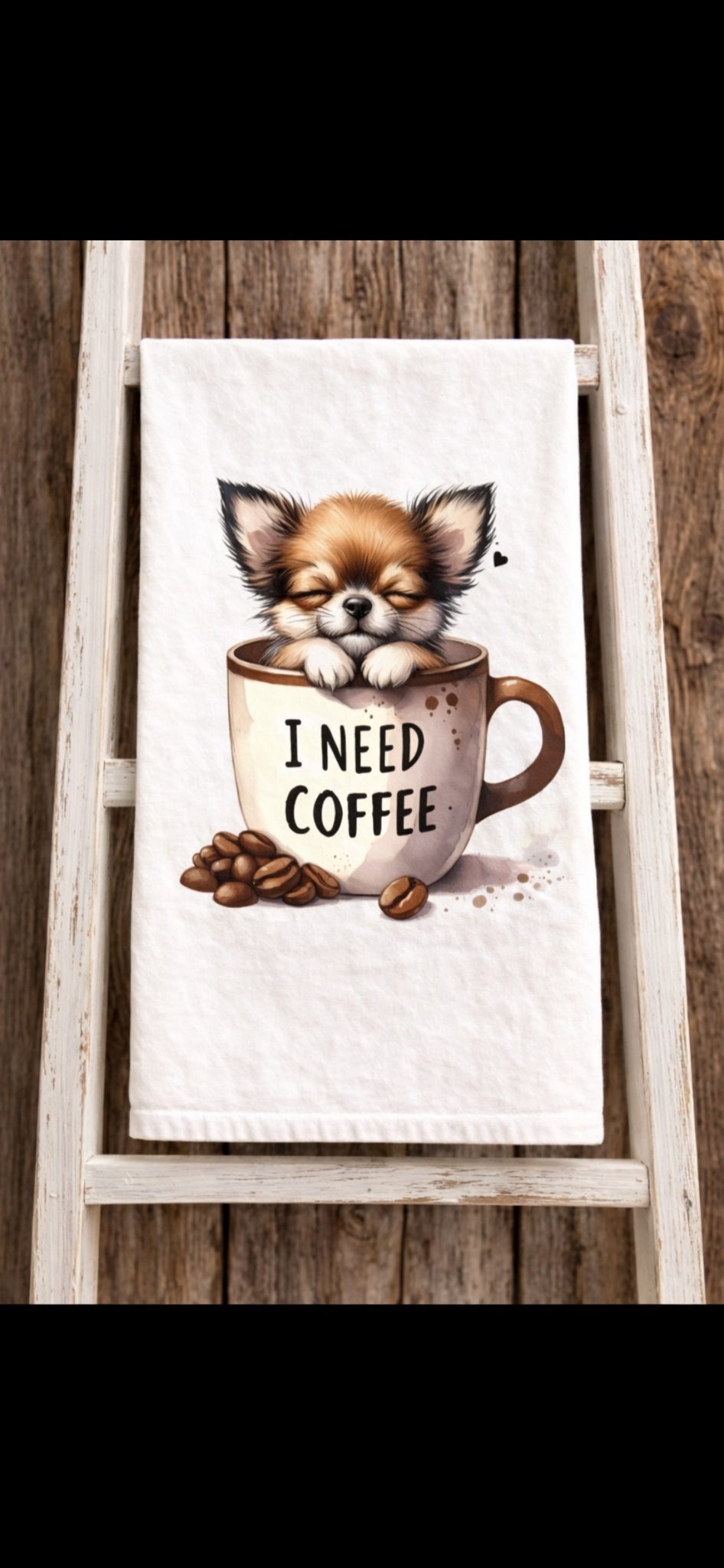 I Need Coffee Puppies 4 Tea/Hand Towels - Image 2