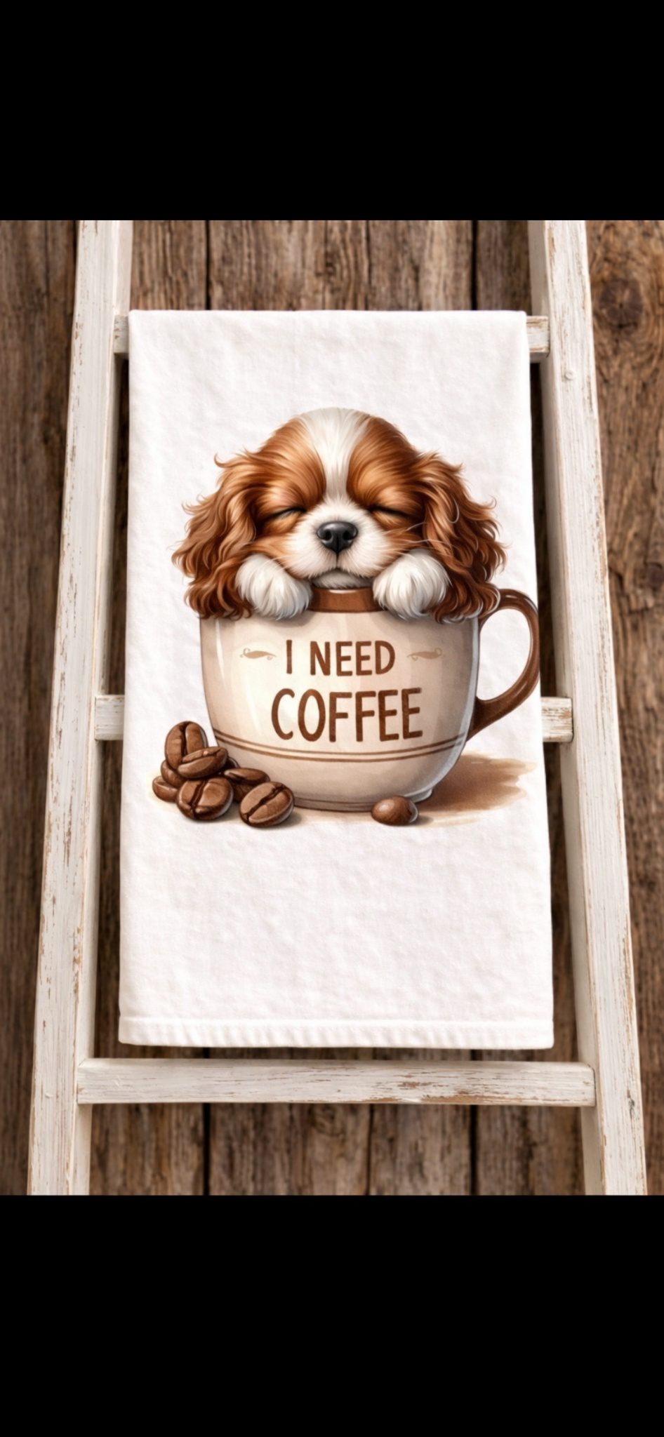 I Need Coffee Puppies 4 Tea/Hand Towels - Image 3