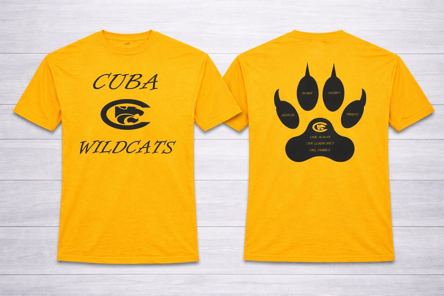 Cuba Wildcats w/ Pawprint on back