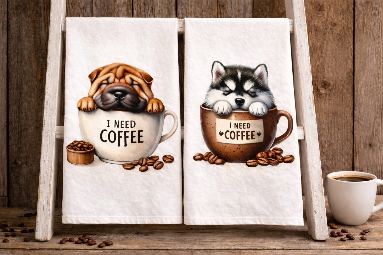 I Need Coffee Puppies 3 Tea/Hand Towels