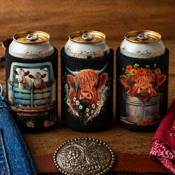 Cow Theme Can Coolers
