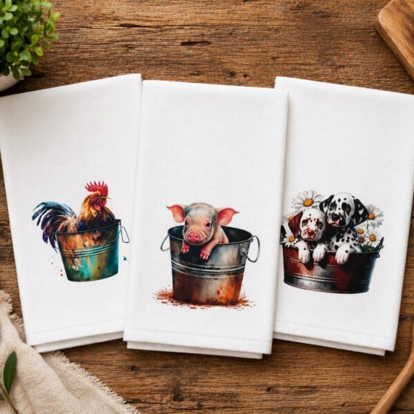 Animals in a Bucket Tea/Hand Towels