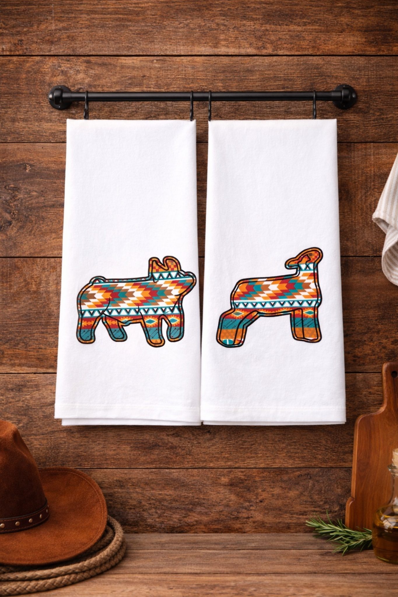 Southwestern Pattern Animal Tea/Hand Towels