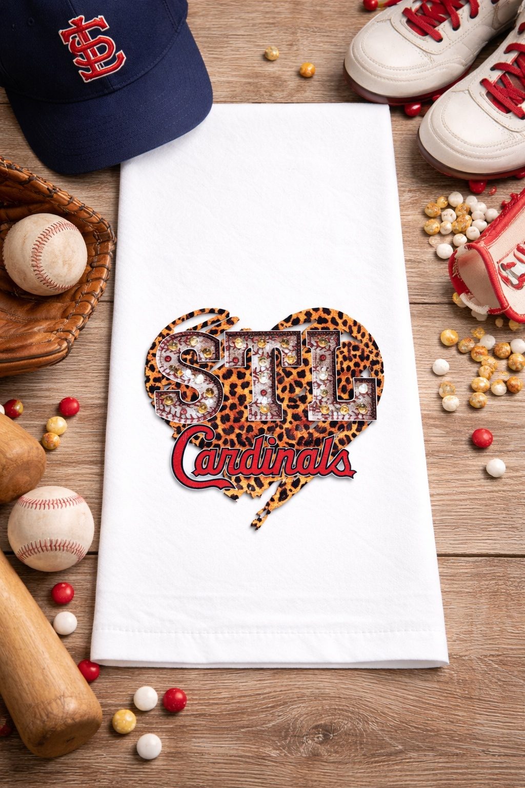 STL Cardinals Heart Tea/Hand Towel