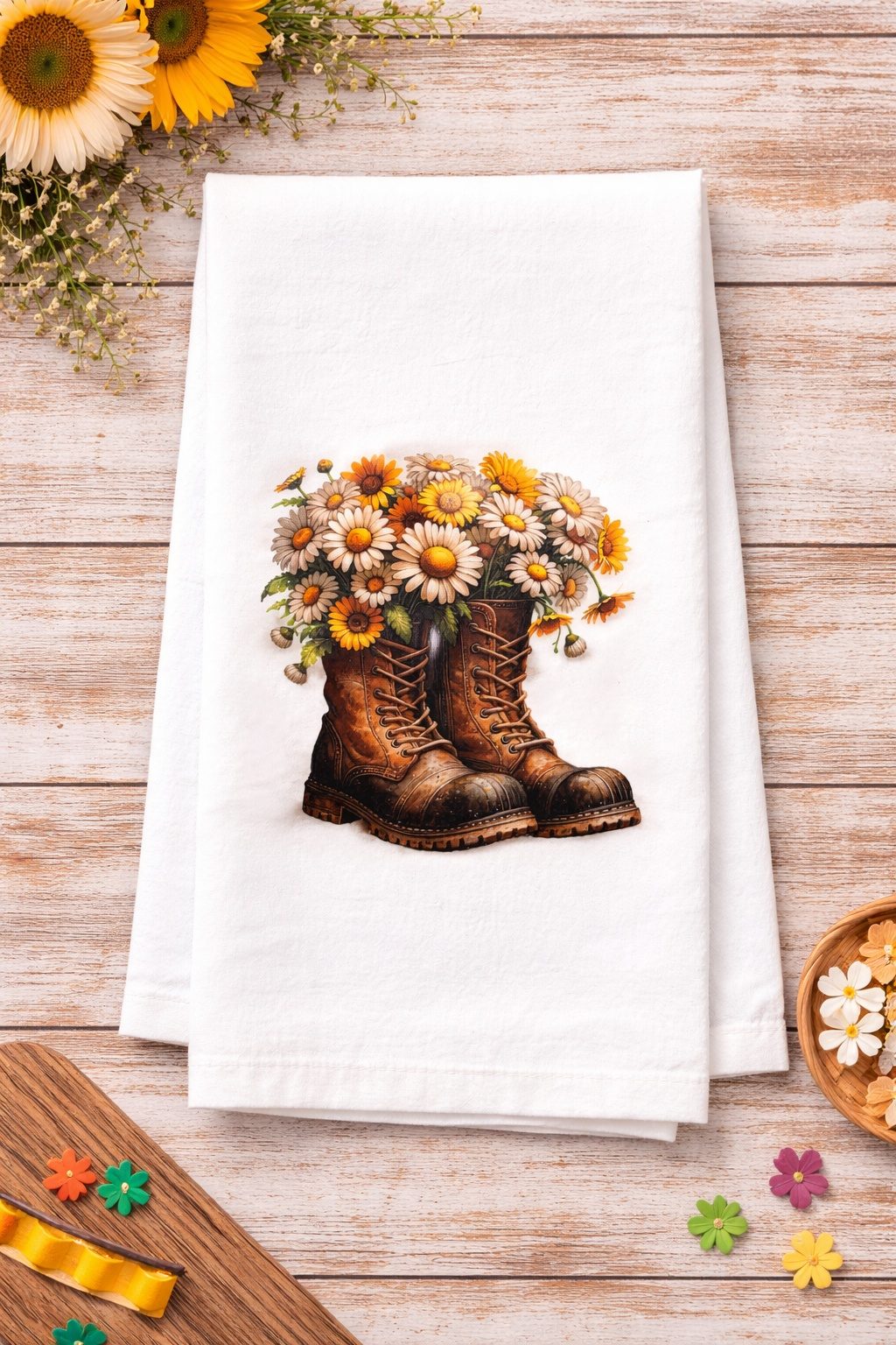 Boots Full of Flowers Tea/Hand Towels - Image 3